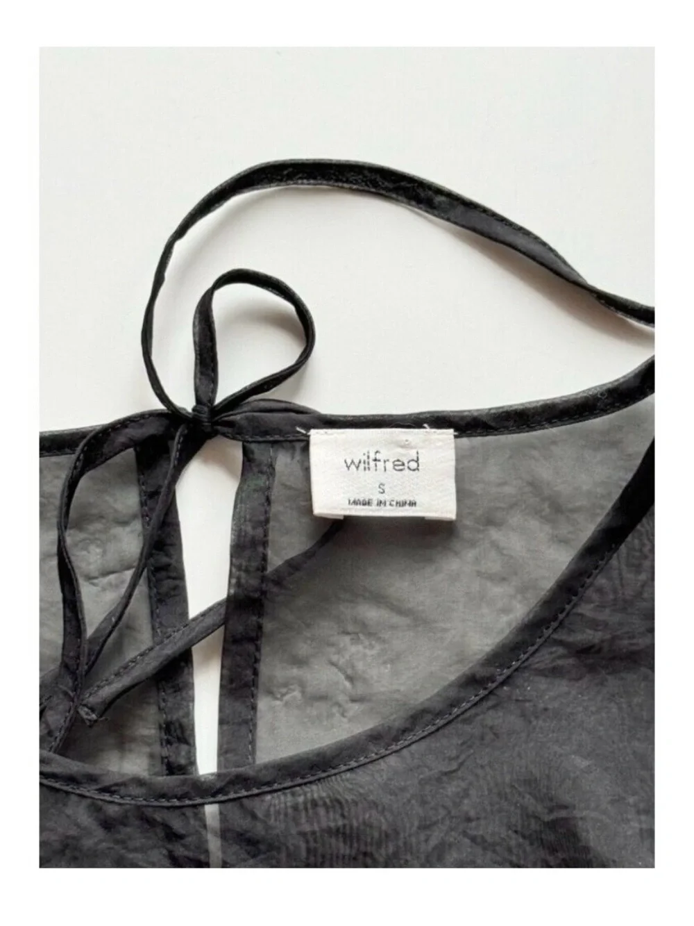 Aritzia WILFRED Madeline Black Sheer Organza Mini Babydoll Dress, Size S - Picture 10 of 13